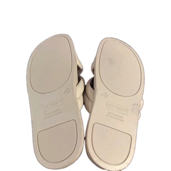 Cream Slide Sandal Sz 8.5 Puff Straps, Moonsand Beach Comfort Old Navy - Picture 5 of 5